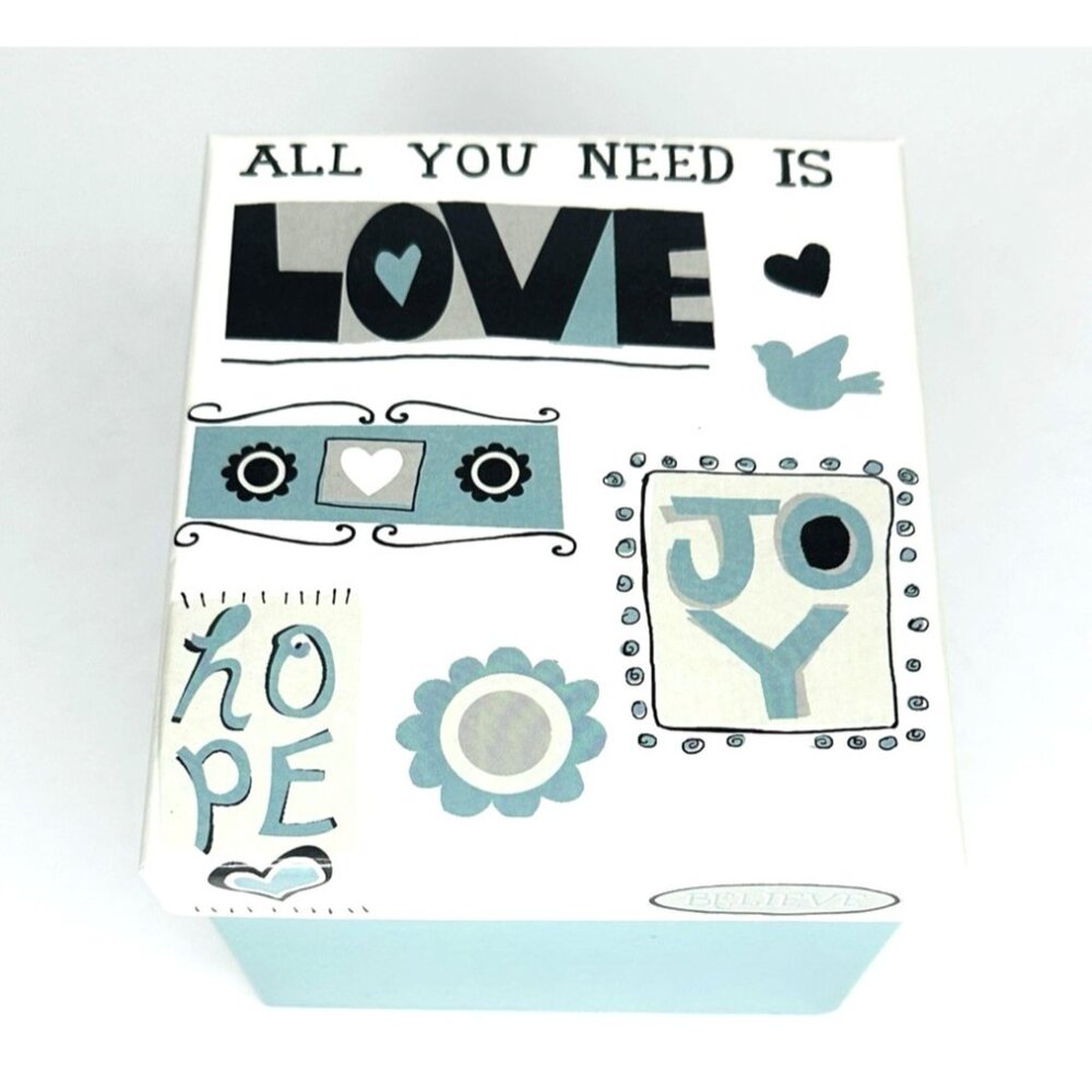 Renewing Faith All You Need Is Love Box Trinkets Keepsakes Decor 5.5x4.25x4”